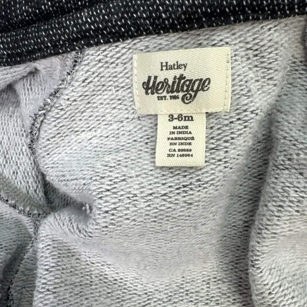 Hatley Heritage One Piece Zipped Baby Romper Bear Gray Hoodie 3-6 Month